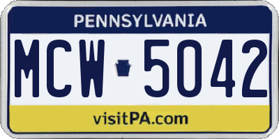 PA license plate MCW5042