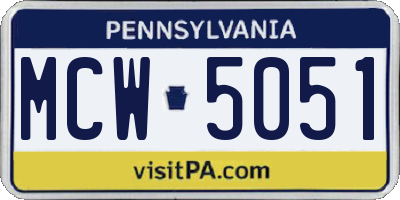 PA license plate MCW5051