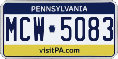 PA license plate MCW5083
