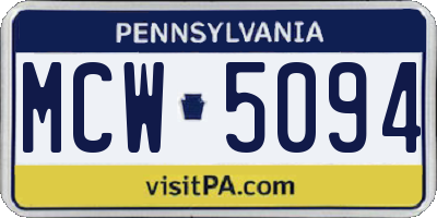 PA license plate MCW5094
