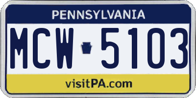 PA license plate MCW5103