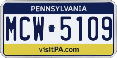 PA license plate MCW5109