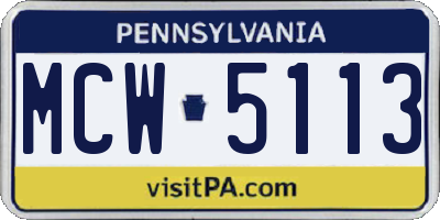 PA license plate MCW5113