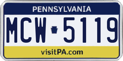 PA license plate MCW5119