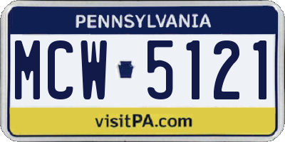 PA license plate MCW5121