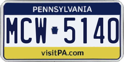 PA license plate MCW5140