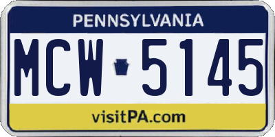 PA license plate MCW5145