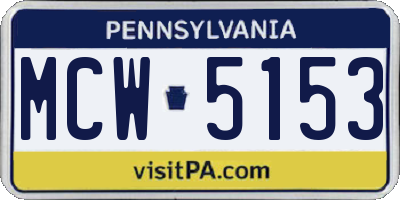 PA license plate MCW5153