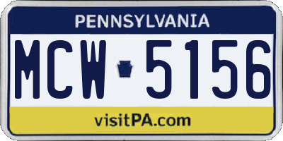 PA license plate MCW5156