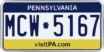 PA license plate MCW5167