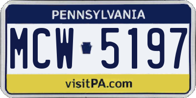 PA license plate MCW5197