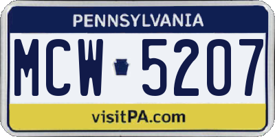 PA license plate MCW5207