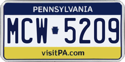 PA license plate MCW5209