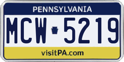 PA license plate MCW5219