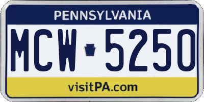 PA license plate MCW5250