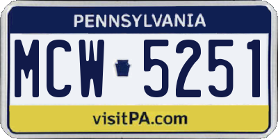 PA license plate MCW5251