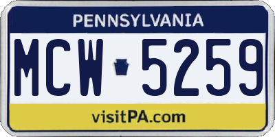 PA license plate MCW5259
