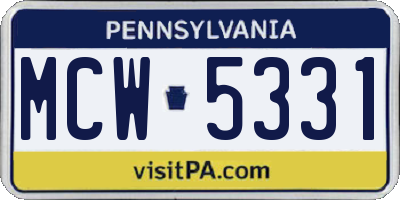 PA license plate MCW5331