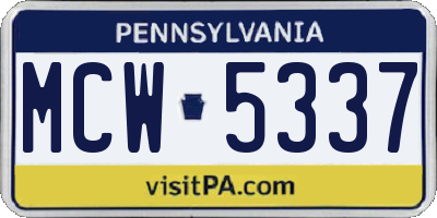 PA license plate MCW5337
