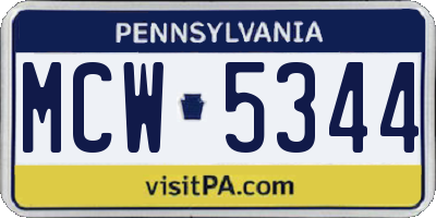 PA license plate MCW5344