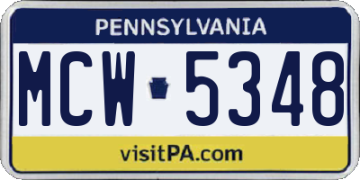 PA license plate MCW5348