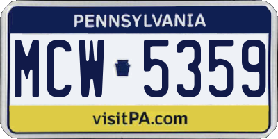 PA license plate MCW5359