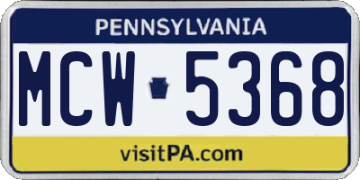PA license plate MCW5368