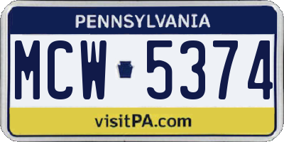 PA license plate MCW5374