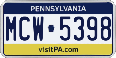 PA license plate MCW5398