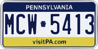 PA license plate MCW5413