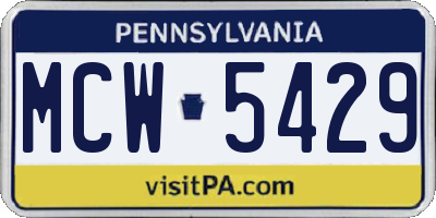 PA license plate MCW5429