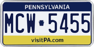 PA license plate MCW5455