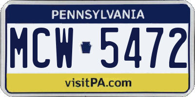 PA license plate MCW5472