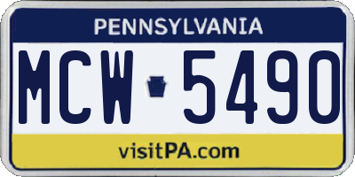 PA license plate MCW5490