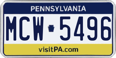 PA license plate MCW5496