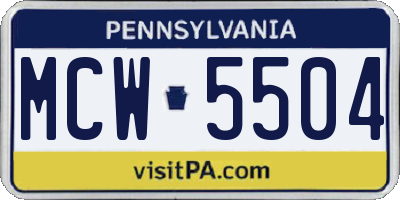 PA license plate MCW5504