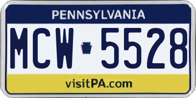 PA license plate MCW5528