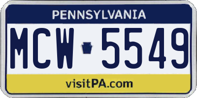 PA license plate MCW5549
