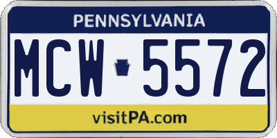 PA license plate MCW5572