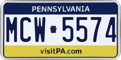 PA license plate MCW5574