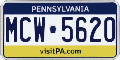 PA license plate MCW5620