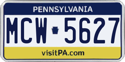 PA license plate MCW5627