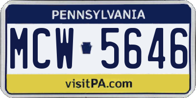 PA license plate MCW5646