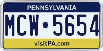 PA license plate MCW5654
