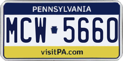 PA license plate MCW5660