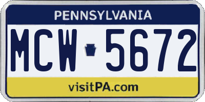 PA license plate MCW5672
