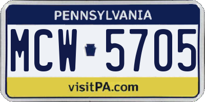 PA license plate MCW5705