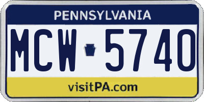 PA license plate MCW5740