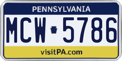 PA license plate MCW5786