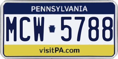 PA license plate MCW5788